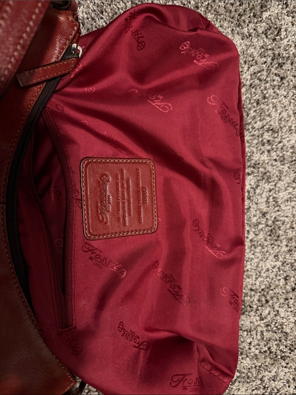Fossil Red Leather Hobo Shoulder Bag - Picture 5 of 6